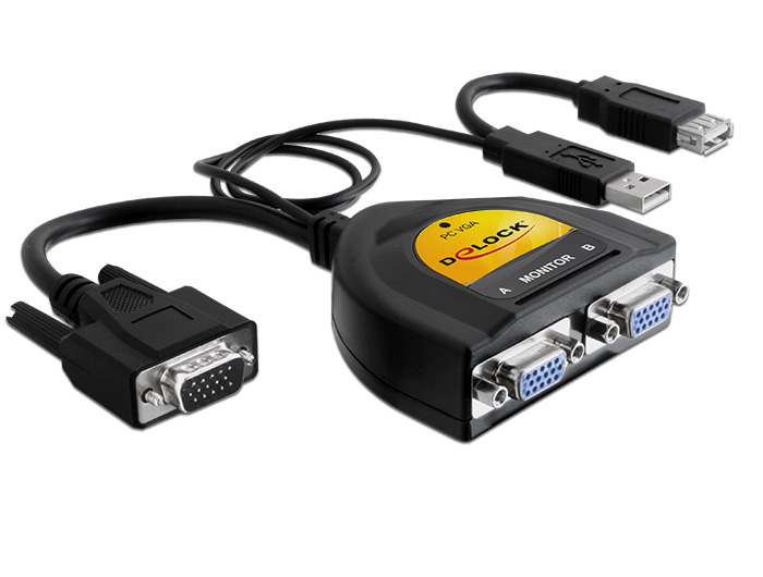 Comienzo Intrusión Contiene Splitter VGA 2x1 Delock con alimentación USB - Informática Ducal