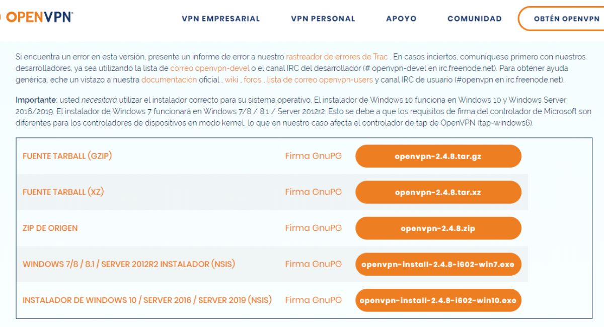 Configuración de OpenVPN en Windows 10