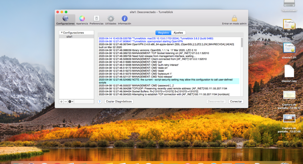 Configuración de OpenVPN en un equipo Mac